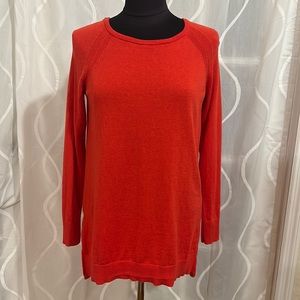 Ann Taylor, Orange, Long, Wool Blend, Crew Neck Sweater, Size Medium